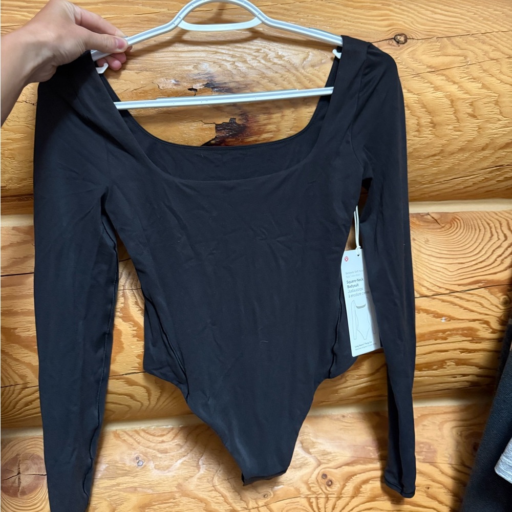lululemon athletica Black Scoop Neck Bodysuit